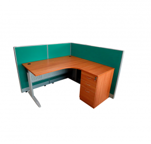 Curved Work Station With Fabric Paratition