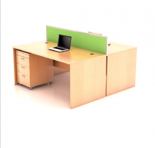 Custom made cluster of two workstation  with Fabric Screen Panel
